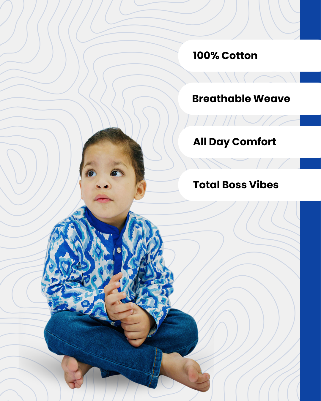 Blue Ripple Ikat Kurta